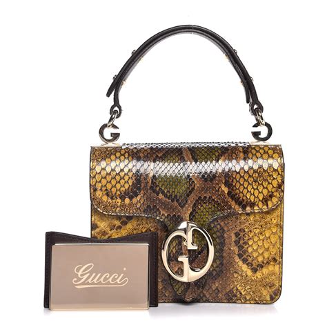 gucci python small 1973 top handle bag yellow|GUCCI Python Small 1973 Top Handle Bag Yellow.